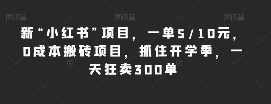 【百度网盘】新“小红书”项目，一单5/10元，0成本搬砖项目，抓住开学季，一天狂卖300单-无双资源网