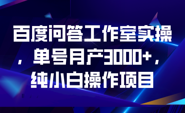 【百度网盘】百度问答工作室实操，单号月产3000+，纯小白操作项目-无双资源网