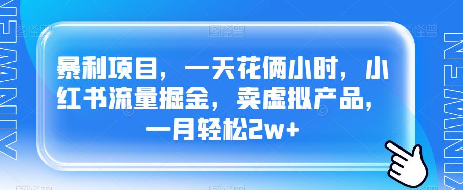 【百度网盘】暴利项目，一天花俩小时，小红书流量掘金，卖虚拟产品，一月轻松2w+-无双资源网