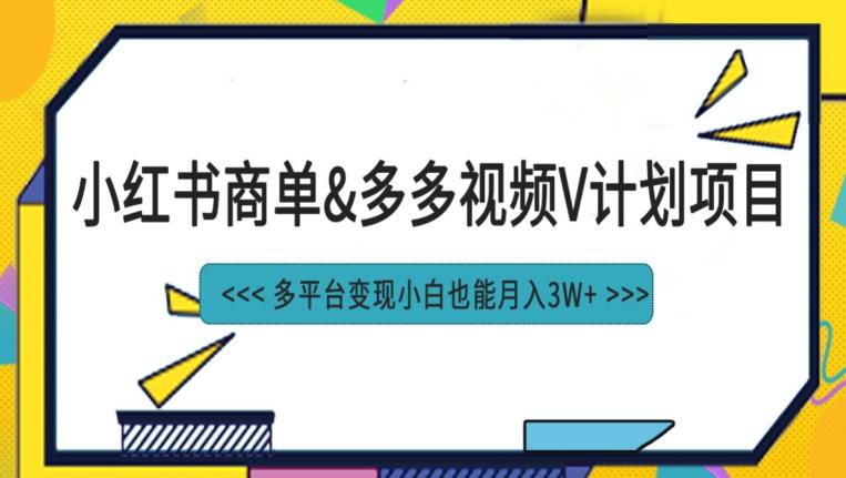 【百度网盘】小红书商单最新升级玩法结合多多视频v计划多平台变现-无双资源网