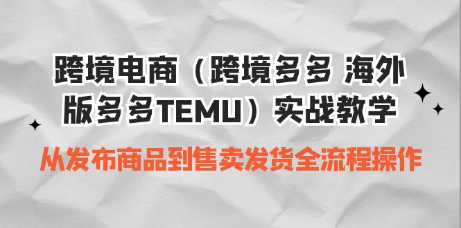 【百度网盘】跨境电商（跨境多多 海外版多多TEMU）实操教学 从发布商品到售卖发货全流程-无双资源网