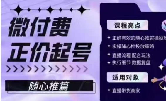 【百度网盘】微付费正价起号（随心推篇），正确有效的随心推实操投放-无双资源网