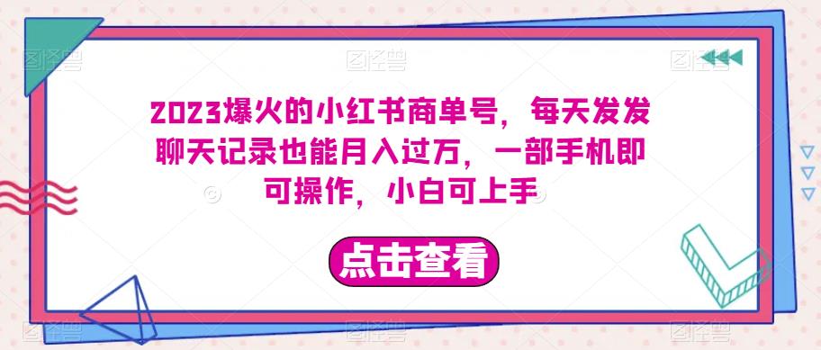 【百度网盘】2023爆火的小红书商单号，每天发发聊天记录也能月入过万，一部手机即可操作，小白可上手-无双资源网