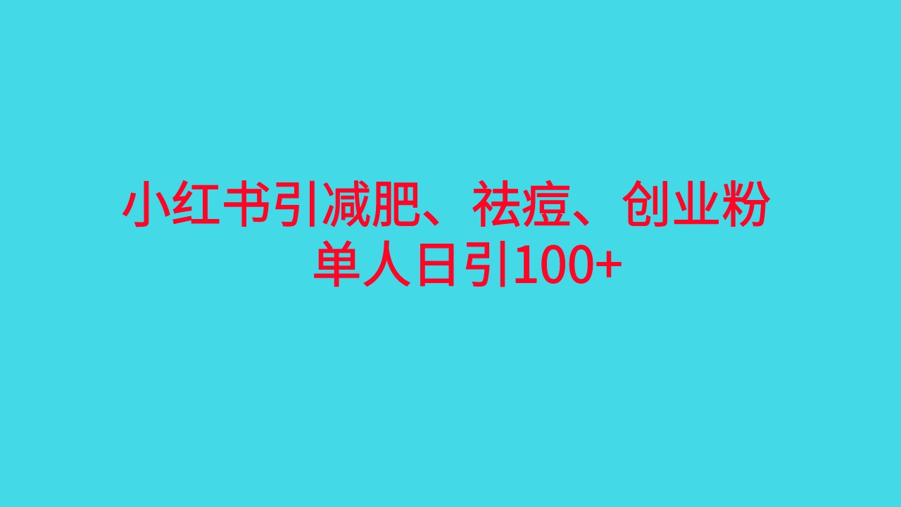 【百度网盘】小红书精准引流，减肥、祛痘、创业粉单人日引100+（附软件）-无双资源网