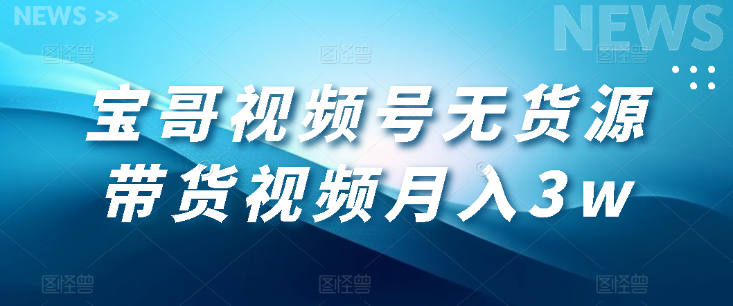 【百度网盘】宝哥视频号无货源带货视频月入3w，详细复盘拆解-无双资源网