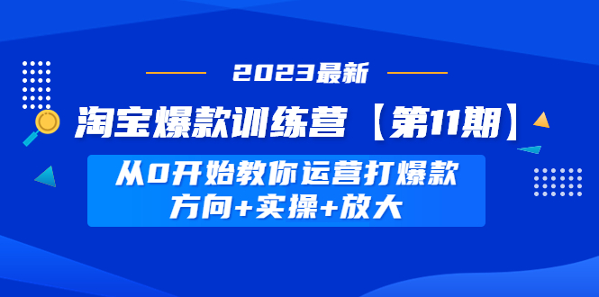 淘宝爆款训练营【第11期】 从0开始教你运营打爆款，方向+实操+放大-无双资源网