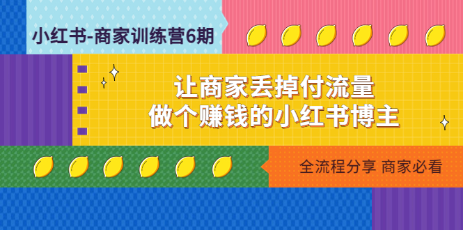 小红书-商家训练营12期：让商家丢掉付流量，做个赚钱的小红书博主-无双资源网