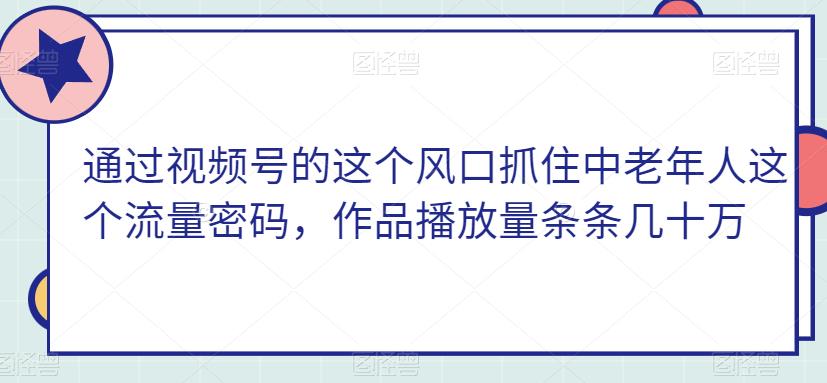 【百度网盘】通过视频号的这个风口抓住中老年人这个流量密码，作品播放量条条几十万-无双资源网