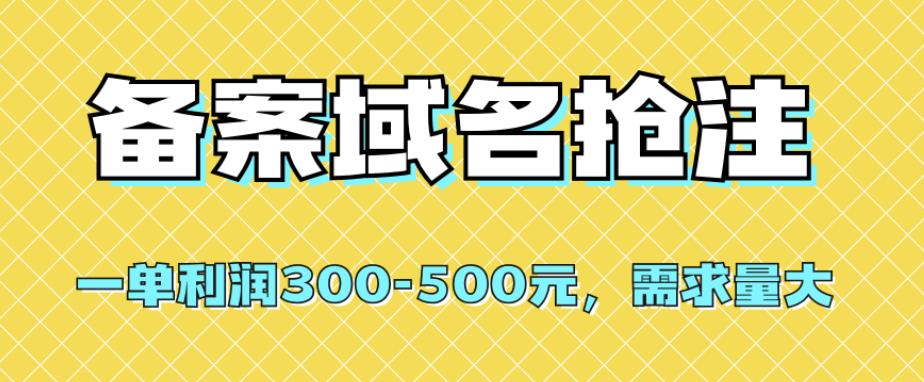 【百度网盘】备案域名抢注，一单利润300-500元，需求量大-无双资源网