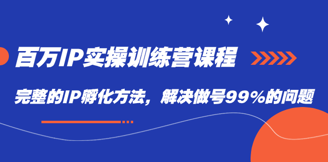 【百度网盘】百万IP实战训练营课程，完整的IP孵化方法，解决做号99%的问题-无双资源网