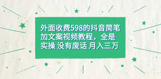 【百度网盘】外面收费598抖音简笔加文案教程，全是实操 没有废话 月入三万（教程+资料）-无双资源网