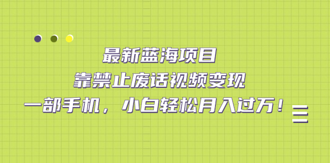 【百度网盘】最新蓝海项目，靠禁止废话视频变现，一部手机，小白轻松月入过万！-无双资源网