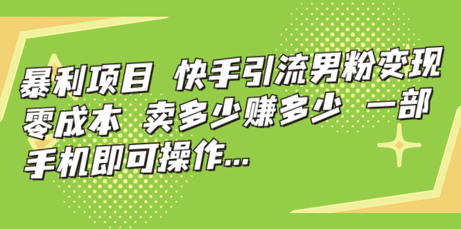 【百度网盘】暴利项目，快手引流男粉变现，零成本，卖多少赚多少，一部手机即可操作-无双资源网