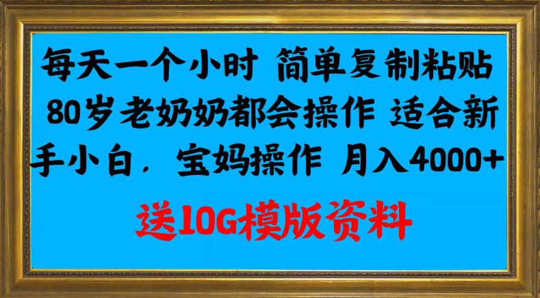 【百度网盘】每天一个小时简单复制粘贴，80岁老奶奶都会操作，适合新手小白，宝妈操作月入4000+-无双资源网