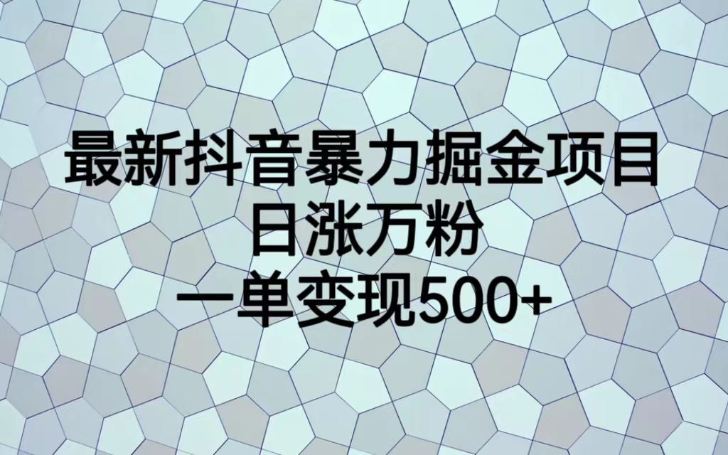 【百度网盘】最火热的抖音暴力掘金项目，日涨万粉，多种变现方式，一单变现可达500+-无双资源网