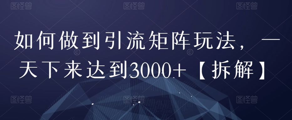 【百度网盘】如何做到引流矩阵玩法，一天下来达到3000+【拆解】-无双资源网