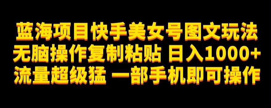 【百度网盘】蓝海项目快手美女号图文玩法，无脑操作复制粘贴，日入1000+流量超级猛一部手机即可操作-无双资源网