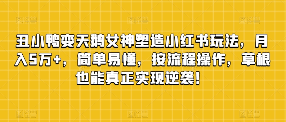 【百度网盘】丑小鸭变天鹅女神塑造小红书玩法，月入5万+，简单易懂，按流程操作，草根也能真正实现逆袭！-无双资源网