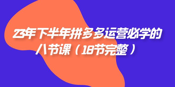 【百度网盘】23年下半年拼多多·运营必学的八节课（18节完整）-无双资源网