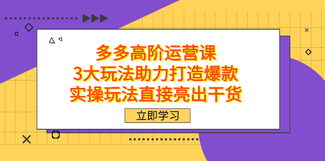 【百度网盘】拼多多高阶·运营课，3大玩法助力打造爆款，实操玩法直接亮出干货-无双资源网