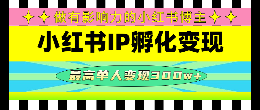 某收费培训-小红书IP孵化变现：做有影响力的小红书博主，最高单人变现300w+-无双资源网