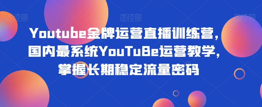 【百度网盘】Youtube金牌运营直播训练营，国内最系统YouTuBe运营教学，掌握长期稳定流量密码-无双资源网