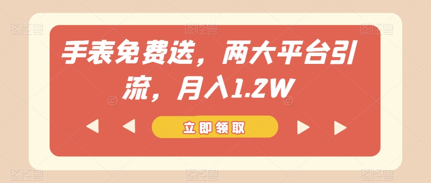 【夸克网盘】手表免费送，两大平台引流，月入1.2W【揭秘】-无双资源网