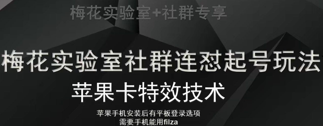 【百度网盘】梅花实验室社群视频号连怼起号玩法，最新苹果卡特效技术-无双资源网