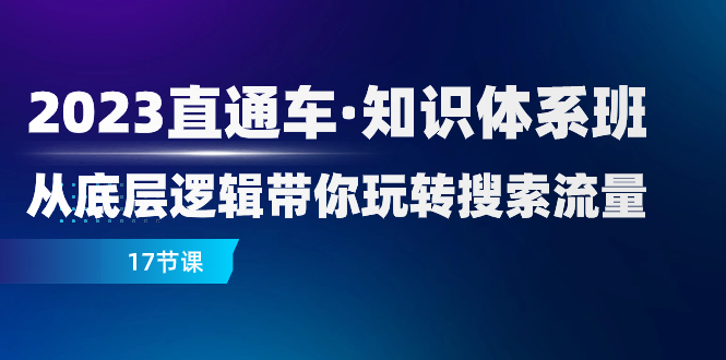 2023直通车·知识体系班：从底层逻辑带你玩转搜索流量（17节课）-无双资源网