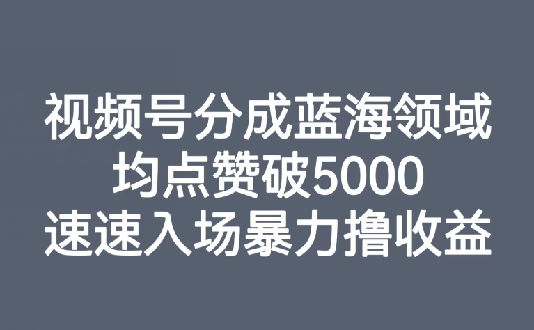 【夸克网盘】视频号分成蓝海领域，均点赞破5000，速速入场暴力撸收益-无双资源网