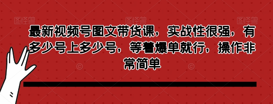 【夸克网盘】最新视频号图文带货课，实战性很强，有多少号上多少号，等着爆单就行，操作非常简单-无双资源网