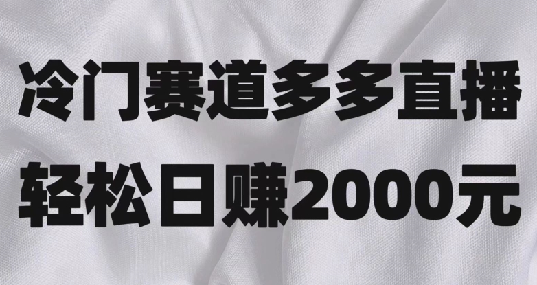 冷门赛道拼多多直播，简单念稿子，日收益2000＋【揭秘】-无双资源网