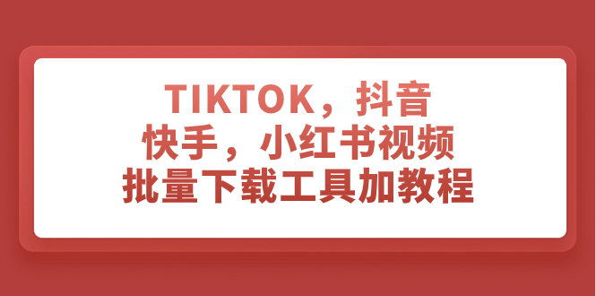 【百度网盘】TIKTOK，抖音，快手，小红书视频批量下载工具加教程-无双资源网