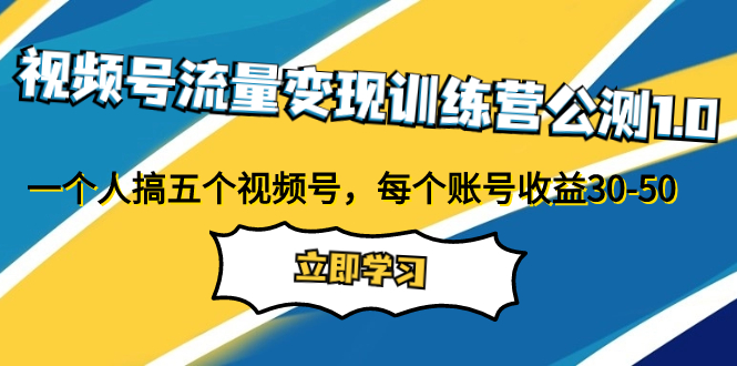 【百度网盘】视频号流量变现训练营公测1.0：一个人搞五个视频号，每个账号收益30-50-无双资源网