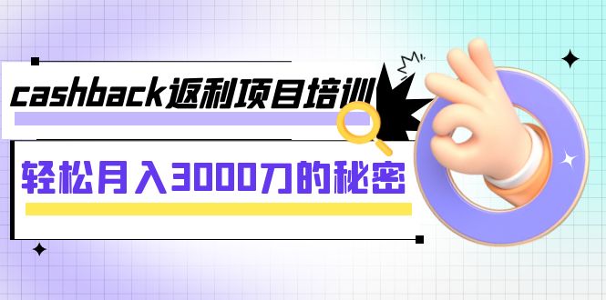 【百度网盘】cashback返利项目培训：轻松月入3000刀的秘密（8节课）-无双资源网