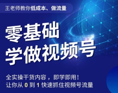 【百度网盘】王老师教你低成本、做流量，零基础学做视频号，0-1快速抓住视频号流量-无双资源网