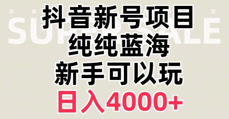 抖音蓝海赛道，必须是新账号，日入4000+【揭秘】-无双资源网