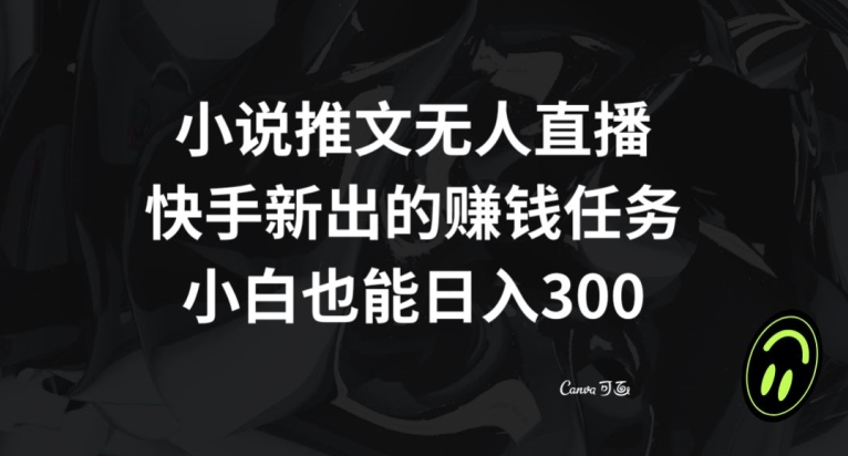 小说推文无人直播，快手新出的赚钱任务，小白也能日入300+【揭秘】-无双资源网