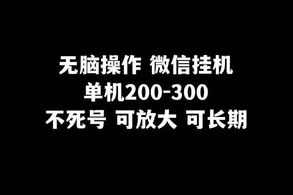 无脑操作微信挂机单机200-300一天，不死号，可放大-无双资源网