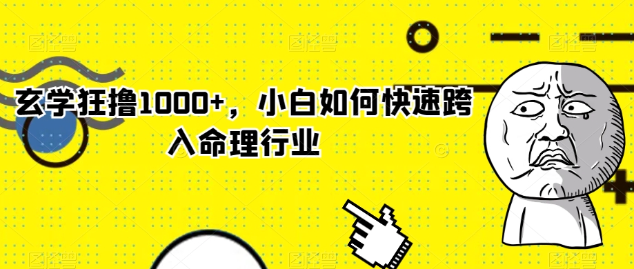 玄学狂撸1000+，小白如何快速跨入命理行业【揭秘】-无双资源网