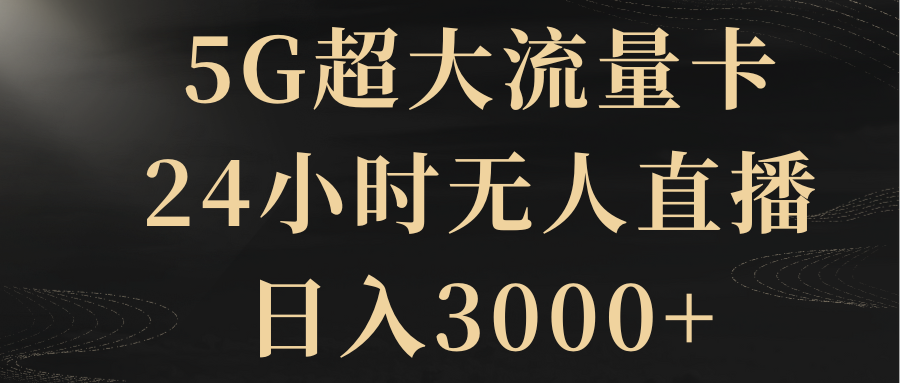 5G超大流量卡，24小时无人直播，日入3000+-无双资源网