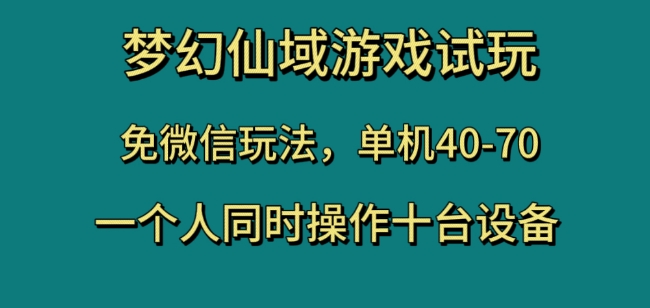 梦幻仙域游戏试玩，免微信玩法，单机40-70，一个人同时操作十台设备【揭秘】-无双资源网