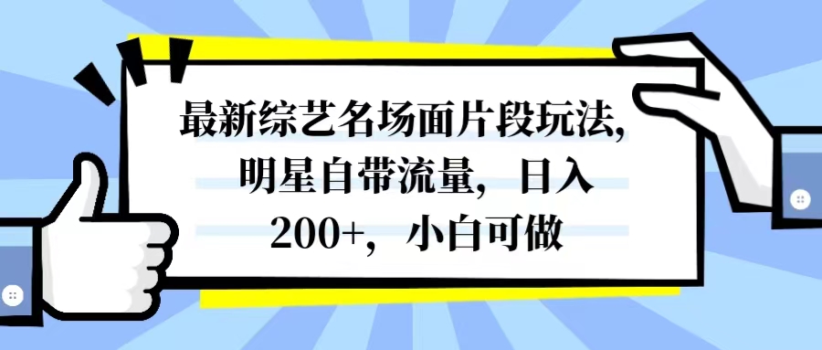 最新综艺名场面片段玩法，明星自带流量，日入200+，小白可做-无双资源网