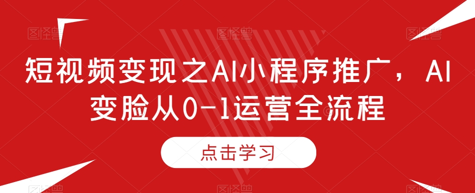 短视频变现之AI小程序推广，AI变脸从0-1运营全流程-无双资源网