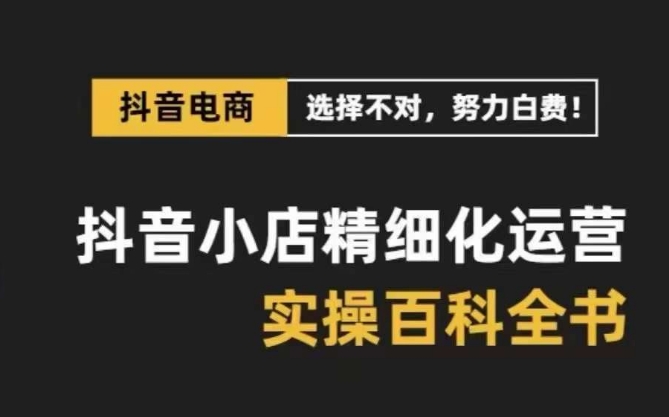 抖音小店 精细化运营-百科全书，保姆级运营实战讲解（28节课）-无双资源网