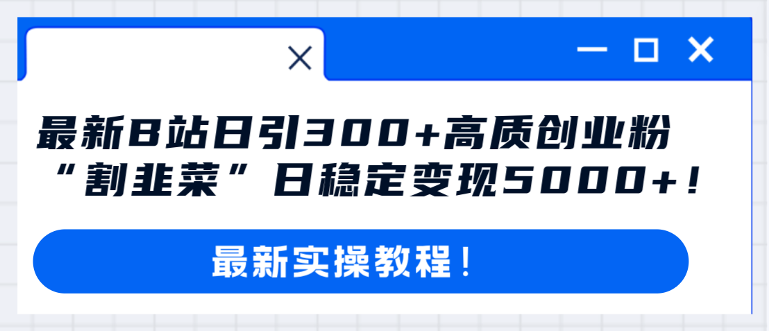 最新B站日引300+高质创业粉教程！“割韭菜”日稳定变现5000+！-无双资源网