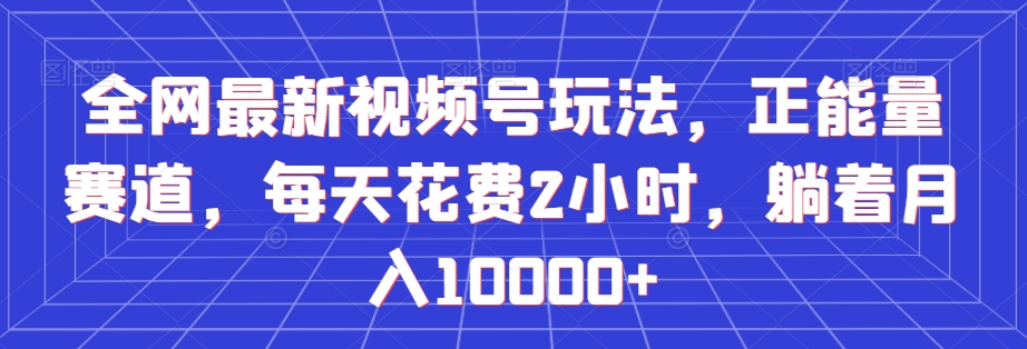 全网最新视频号玩法，正能量赛道，每天花费2小时，躺着月入10000+【揭秘】-无双资源网