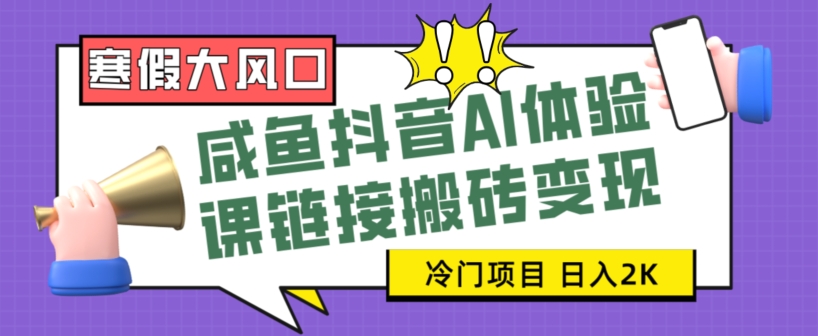 寒假大风口咸鱼抖音AI体验课链接搬砖变现，全网首发冷门项目，小白可日入2K+【揭秘】-无双资源网