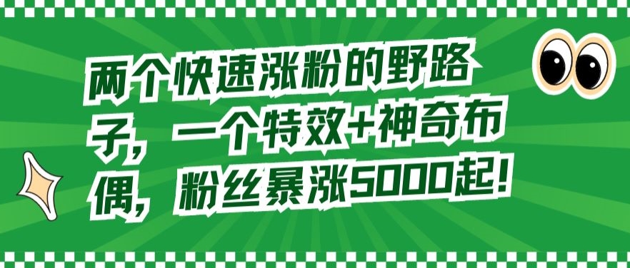 两个快速涨粉的野路子，一个特效+神奇布偶，粉丝暴涨5000起【揭秘】-无双资源网