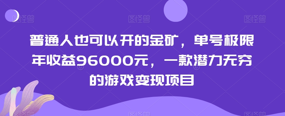 普通人也可以开的金矿，单号极限年收益96000元，一款潜力无穷的游戏变现项目【揭秘】-无双资源网